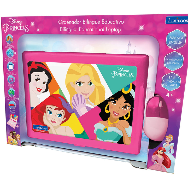 Lexibook, Educational and Bilingual Laptop Spanish/English, Girls Toy with 124 Activities to Learn, Play Games and Music, Pink, JC598DPi2 Disney Princess