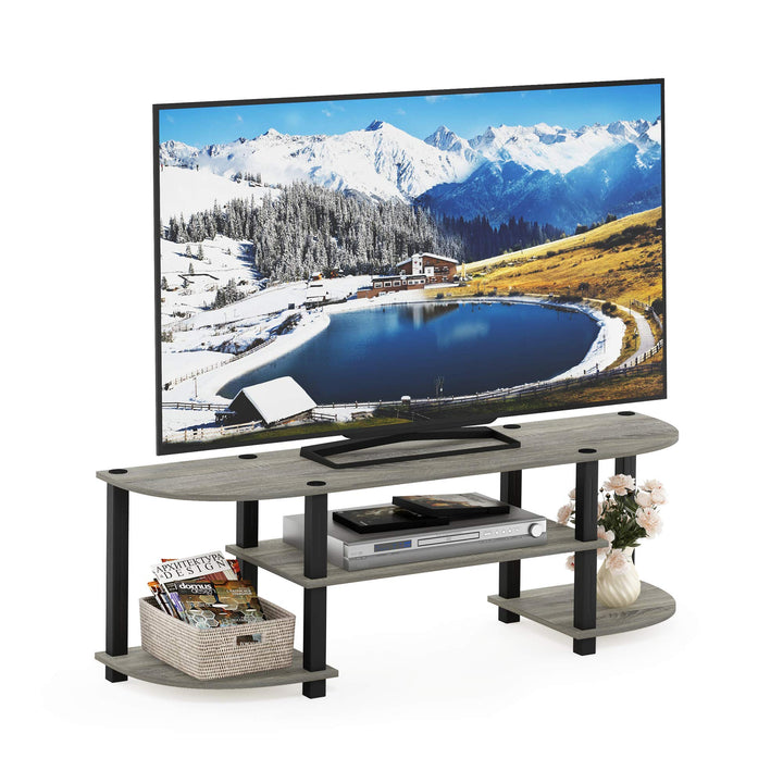 Furinno Turn-S-Tube Wide TV Entertainment Center, Sonoma Oak/White, 47. 25x13. 4x15. 9 4-Tiers with Round Corner