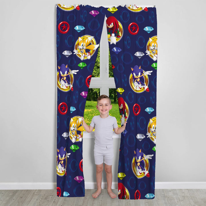 Franco Kids Room Window Curtains Drapes Set, 82 in x 84 in, Sonic The Hedgehog, Anime