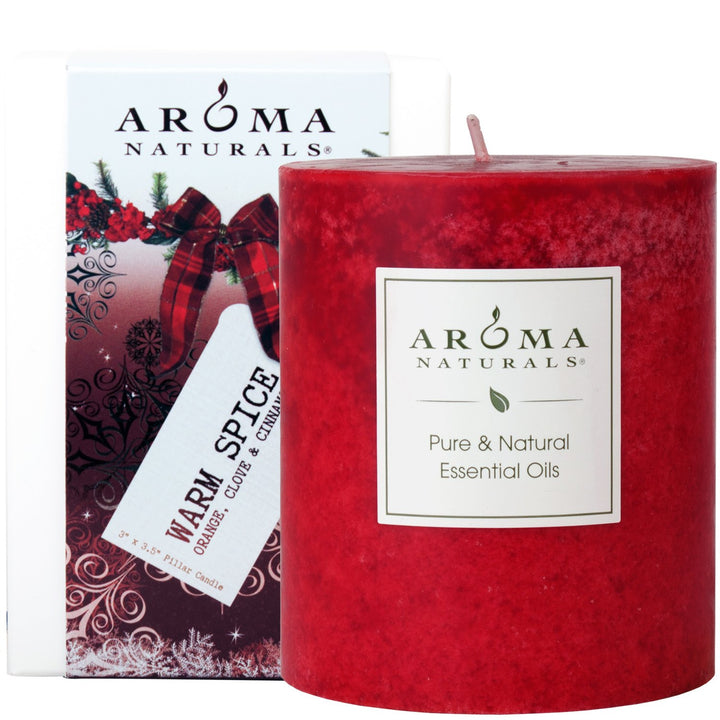 Aroma Naturals Holiday Juniper, Spruce and Basil Essential Oil Pillar Candle, Fresh Forest, 3 inch x 3.5 inch Juniper, Spruce & Basil 3" x 3.5" Pillar