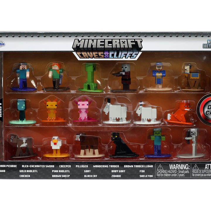 Minecraft Caves and Cliffs 1.65" 18-Pack Series 8 Die-cast Figures, Toys for Kids and Adults