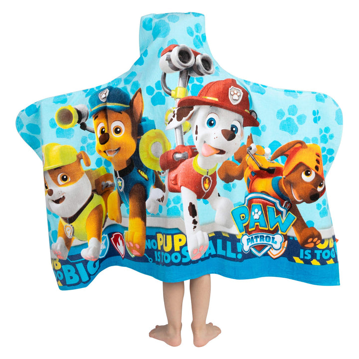 Franco Kids Bath and Beach Soft Cotton Terry Hooded Towel Wrap, 24" x 50", Paw Patrol Blue Multicolor 24 in x 50 in