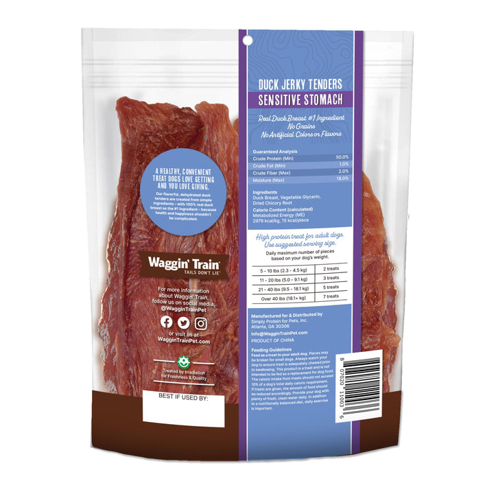 Waggin' Train Duck Jerky Tenders for Sensitive Stomach for Dogs - 12 oz Pouch - Grain Free, High Protein Dog Treat