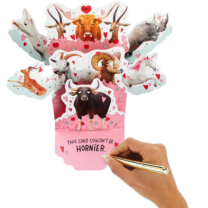 Hallmark Funny Pop Up Valentines Day Card for Husband, Wife, Boyfriend, Girlfriend (Horny Animals) Pop Up, Horny Animals