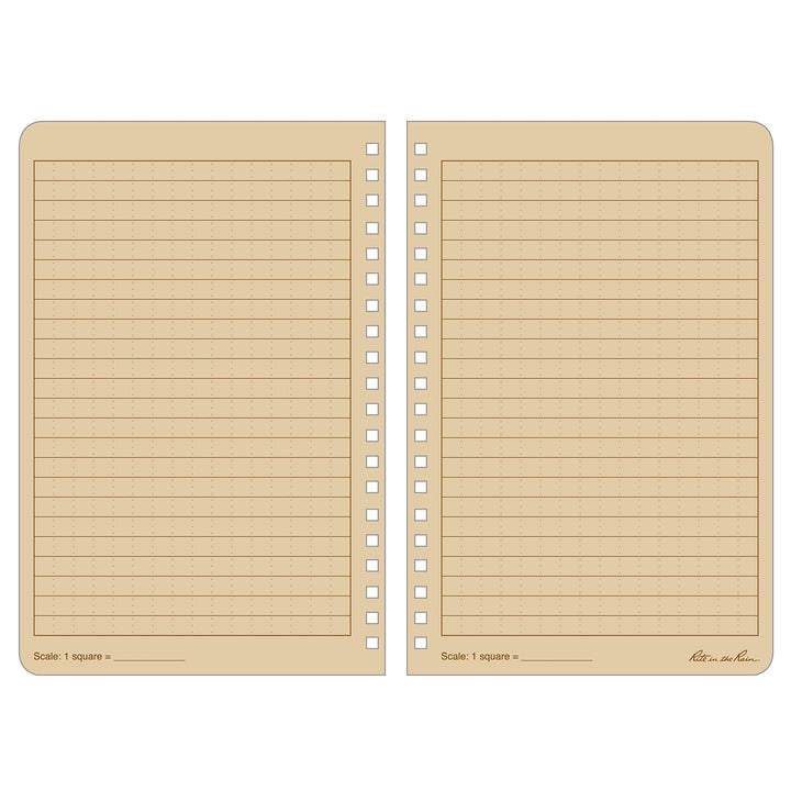 Rite in the Rain Weatherproof Side Spiral Notebook, 4.625" x 7", Brown Cover, Universal Pattern, 3 Pack (No. 473L3)