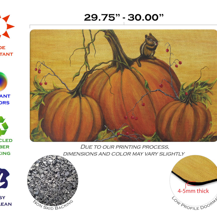 Toland Home Garden 800458 Pumpkin Portrait Fall Door Mat 18x30 Inch Halloween Outdoor Doormat for Entryway Indoor Entrance