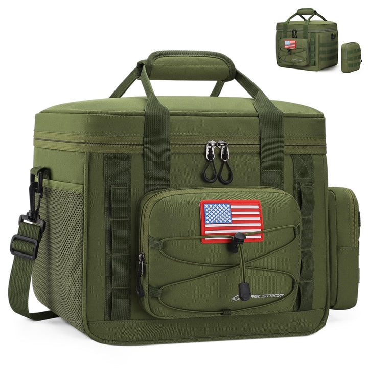 Maelstrom Tactical Lunch Box, Insulated Lunch Bag for Men, Large Leakproof Soft Cooler Bag with Detachable MOLLE Bags, Durable Lunch Tote for Adult Women Work,Picnic,20 Cans/15 L, Army Green