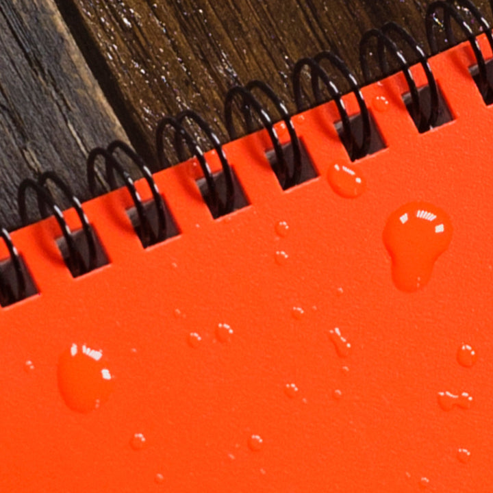 Rite in the Rain Weatherproof Top Spiral Notebook, 4" x 6", Orange Cover, Universal Pattern, 6 Pack (No. OR46L6)