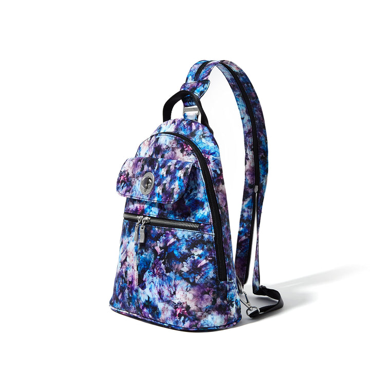 Baggallini Naples Convertible Small Daypack Sling Crossbody, Midnight Blossom One Size