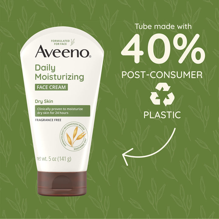 Aveeno Daily Moisturizing Face Cream with Prebiotic Oat for Sensitive Skin, Lightweight Hydrating Face Moisturizer for Dry Skin, Paraben-Free, Fragrance-Free, Dye-Free, 5 FL OZ 5 Ounce (Pack of 1)