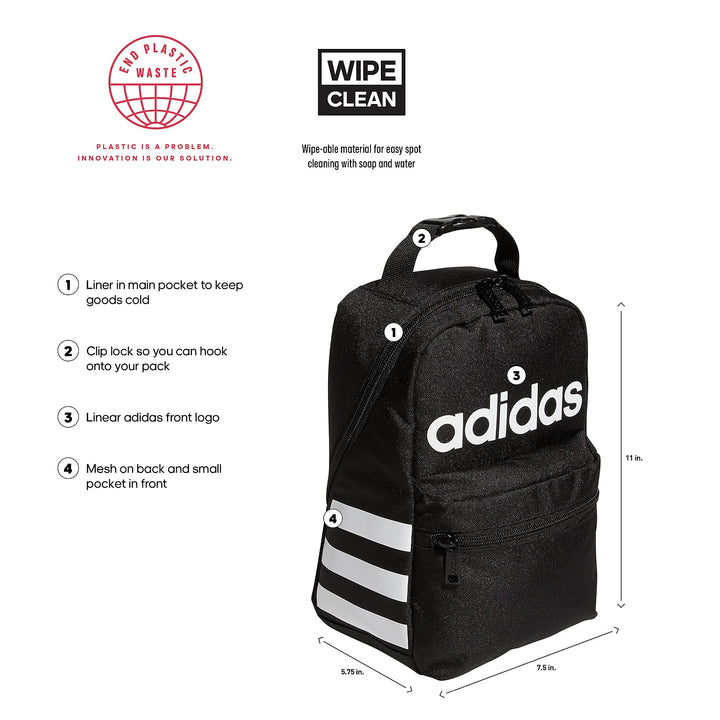 adidas Unisex-Adult Santiago 2 Insulated Lunch Bag Black/White One Size