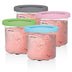 Ninja Creami Pints 4 Pack, Compatible with NC299AMZ & NC300s Series Creami Ice Cream Makers, Genuine Ninja Pint, BPA-Free & Dishwasher Safe, Color Lids, Clear/Grey/Lime/Pink/Aqua, XSKPLD4BCD