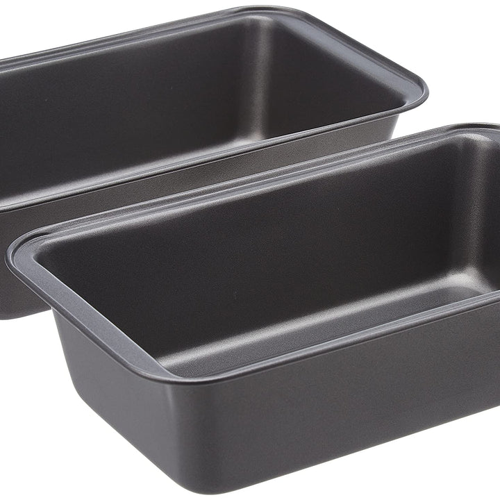 Basics Rectangular Baking Bread Loaf Pan, 9.5 x 5 Inch, Set of 2, Gray