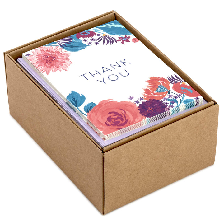 Hallmark Thank You Cards Assortment, Painted Flowers (48 Cards with Envelopes for Baby Showers, Wedding, Bridal Showers, All Occasion)