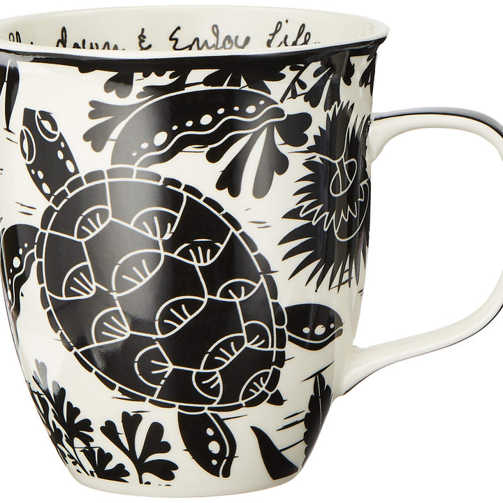 Karma Gifts 16 oz Black and White Boho Mug Sea Turtle - Cute Coffee and Tea Mug - Ceramic Coffee Mugs for Women and Men, 1 Count (Pack of 1) 1 Count (Pack of 1)