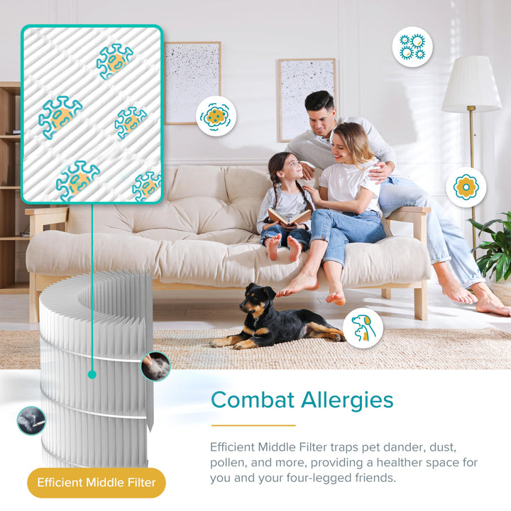 LEVOIT Air Purifiers for Home Bedroom, Smart WiFi, HEPA Sleep Mode for Home Large Room, Quiet Cleaner for Pet Hair, Allergies, Dust, Smoke, Pollon, White Noise, Alexa Control, Core300S-P, White WIFI enabled Purifier