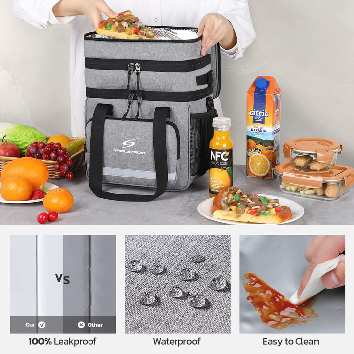 Maelstrom Lunch Box for Men,Insulated Lunch Bag Women/Men,Leakproof Lunch Cooler Bag, Lunch Tote Bag 3.Three Layer - Dark Gray 3.Three-Layer (20L/32cans)