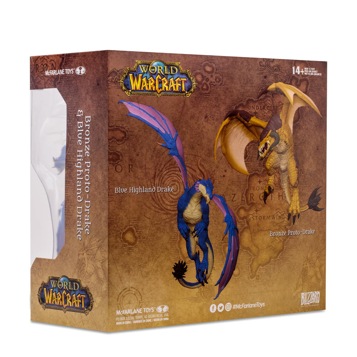 WORLD OF WARCRAFT McFarlane Toys Bronze Proto-Drake and Blue Highland Drake 2pk 1:12 Scale Posed Figures, Gold Label,  Exclusive