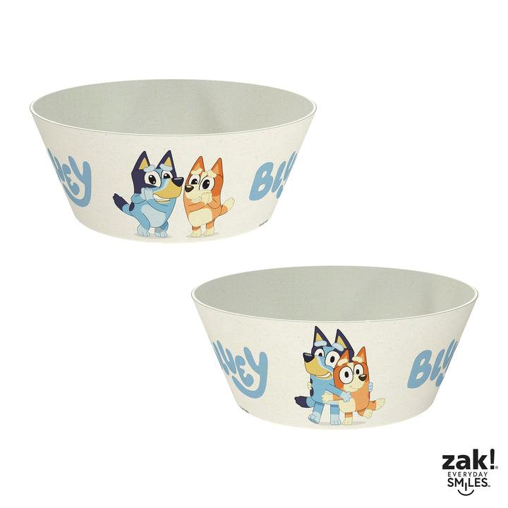 Zak Designs Bluey Kids Dinnerware Set 3 Pieces, Durable and Sustainable Melamine Bamboo Plate, Bowl, and Tumbler are Perfect For Dinner Time With Family (Bluey, Bingo, Bandit, Chilli) 8" Plate, 6" Bowl, 10oz Tumbler