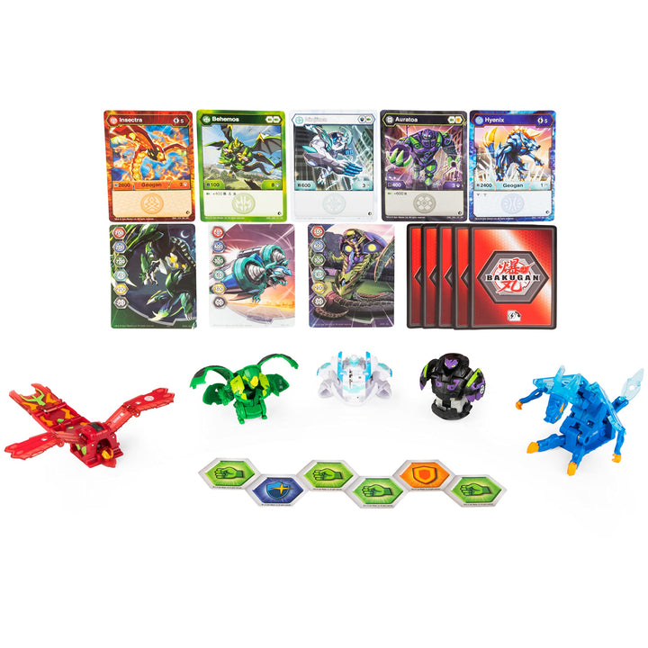 Bakugan Geogan Brawler 5-Pack, Exclusive Hyenix and Insectra Geogan and 3 Collectible Action Figures Hyenix & Insectra