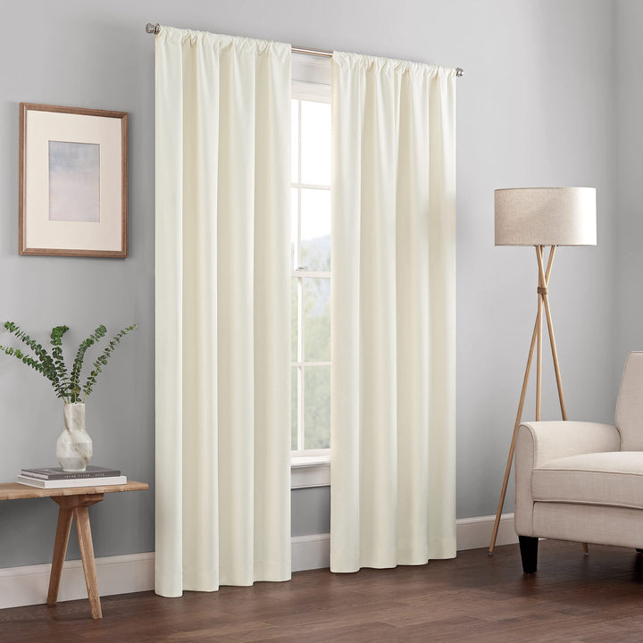 ECLIPSE Kendall Modern Blackout Thermal Rod Pocket Window Curtain for Bedroom or Living Room (1 Panel), 42 X 63, Ivory