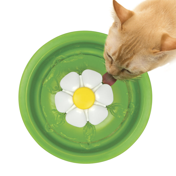 Catit Flower Fountain with Triple Action Filter, Cat Drinking Water Fountain, 3 L, Green