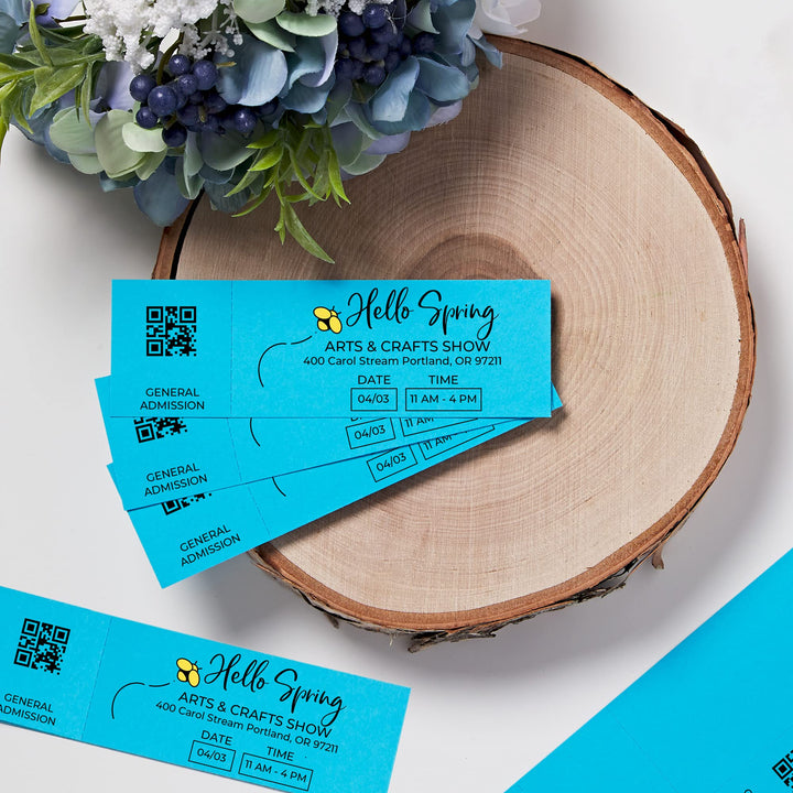 Avery Printable Tickets, Bright Blue Colored Cardstock, 1.75" x 5.5", Laser/Inkjet, 250 Tickets (16436) 1.75 x 5.5