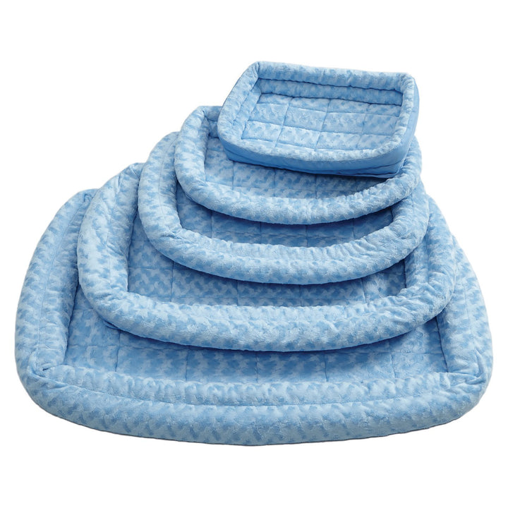 MidWest Homes for Pets Double Bolster Pet Bed | Blue 24-Inch Dog Bed ideal for Small Dog Breeds & fits 24-Inch Long Dog Crates Powder Blue Plush 24.0"L x 14.8"W x 3.8"Th