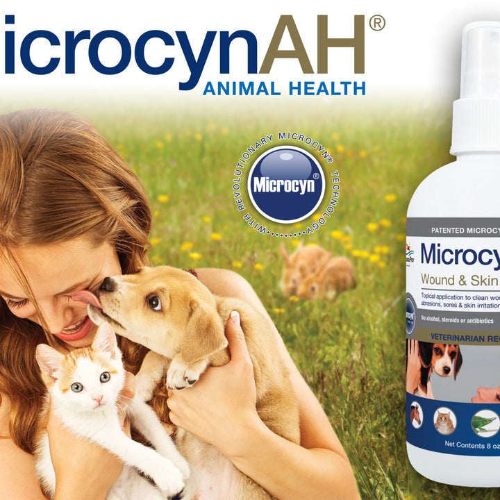 MicrocynAH Wound and Skin Care Hydrogel for Dogs | Non-Toxic Spray Formulated to Clean Wounds | Veterinarian Recommeneded Non-Toxic Formula | 8oz