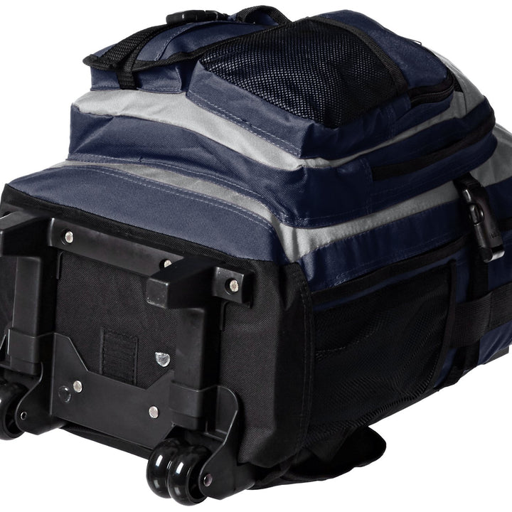 Everest Deluxe Wheeled Backpack, Navy/Gray/Black, One Size