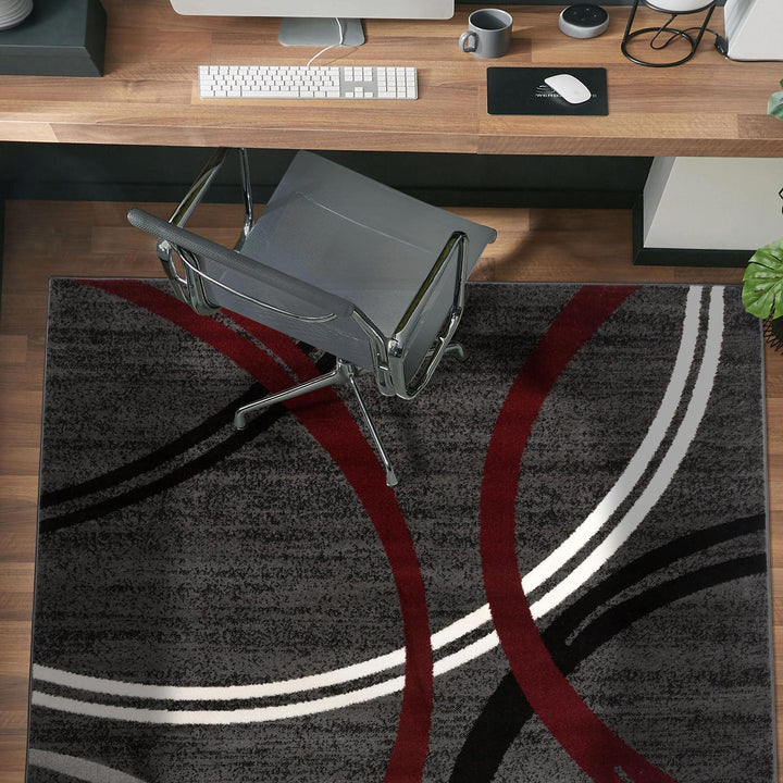 Rugshop Modern Wavy Circles Design Area Rug 2'7" x 4' Red 2'7" x 4'