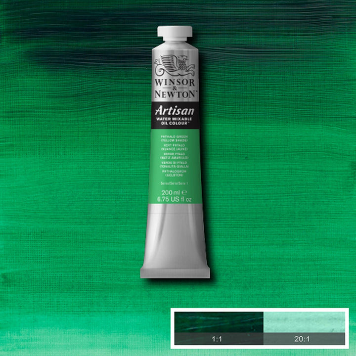 Winsor & Newton Artisan Water Mixable Oil Colour, 6.75-oz (200ml), Phthalo Green (Yellow Shade) 200-ml Tube Phthalo Green (Yellow Shade)