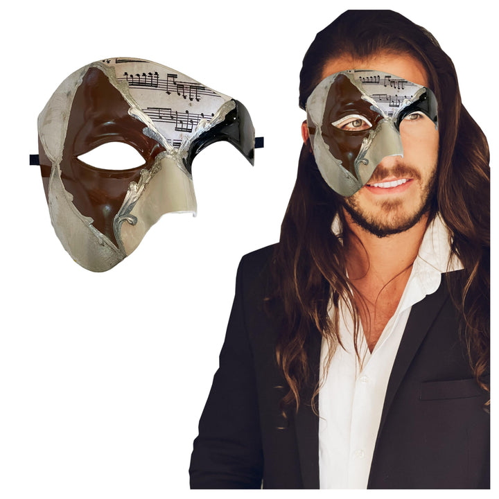 Masquerade Mask For Men Phantom Of The Opera Mask Prom Mardi Gras Haloween Venetian Half Face Mask Silver Mocha One Size