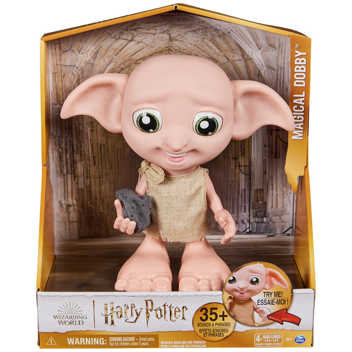 Wizarding World Harry Potter, Interactive Magical Dobby Elf Doll with Sock, over 30 Sounds & Phrases, 8.5-inch, Easter Basket Stuffers for Ages 6+