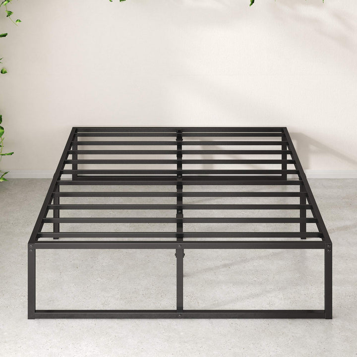 Zinus Lorelei 14 Inch Metal Platform Bed Frame, Steel Slat Support, No Box Spring Needed, Eco Friendly WonderBox(TM) Packaging, 12.4” Underbed Storage, Easy Assembly, Black, Queen New Small Box 14”