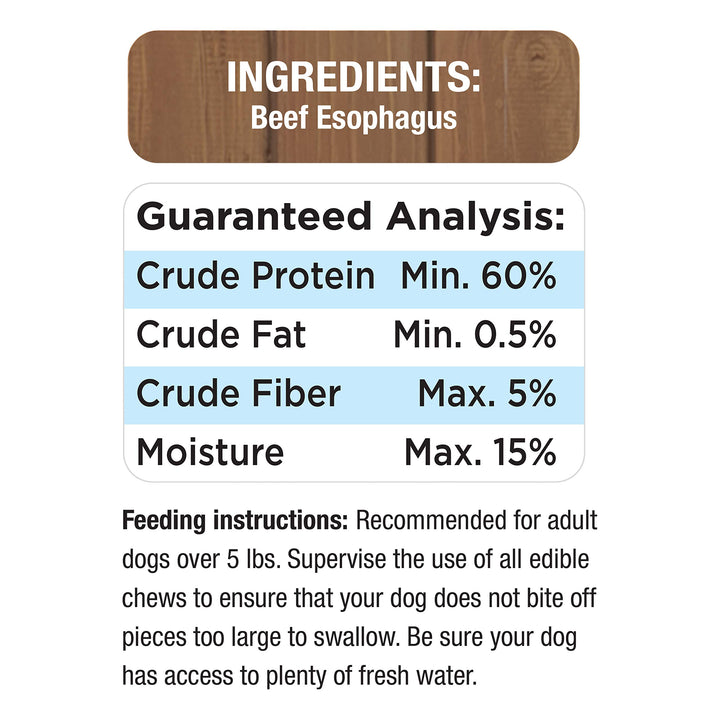 Cadet Beef Sticks Dog Treats - Long-Lasting, Healthy & Natural Beef Esophagus Treats for Small & Large Dogs, Low Calorie & High Protein Dog Chews (12 oz.) 12 oz. Count