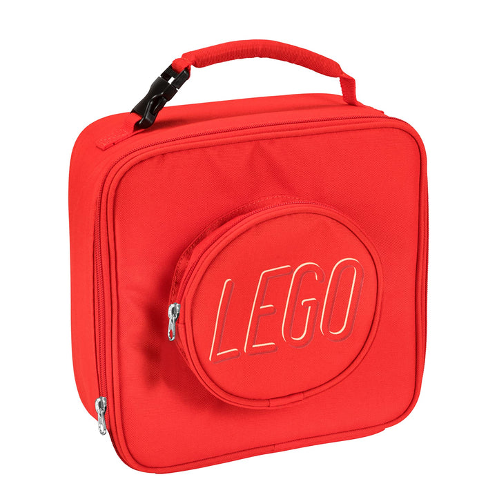 LEGO Orange Brick Lunch Box, Durable and Insulated, with Zipper Pocket and Mesh Lining, for Kids and Adults