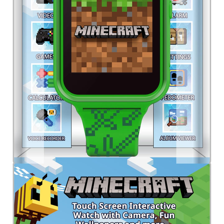 Microsoft Minecraft Green Educational Learning Touchscreen Smart Watch Toy for Boys, Girls, Toddlers - Selfie Cam, Learning Games, Alarm, Calculator, Step Tracker & more! (Model: MIN4045AZ)