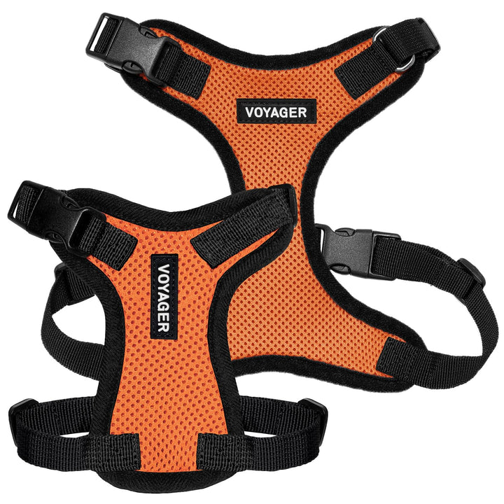 Voyager Step-in Lock Pet Harness - All Weather Mesh, Adjustable Step in Harness for Cats and Dogs by Best Pet Supplies - Orange/Black Trim, S Harness (Orange/Black Trim) S (Chest: 15 - 18")