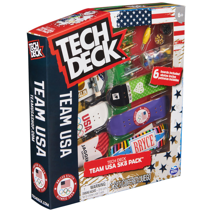 TECH DECK, Team USA Sk8 6-Pack, Collectible and Customizable Mini Skateboards, Kids Toys for Ages 6 and up,  Exclusive