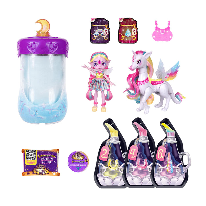 Magic Mixies Pixlings Shimmerverse Series, Create & Mix Potion to Reveal Unia The Unicorn Pixling & Rainbow Star The Pegacorn, This Beautiful 6.5" Pixling Doll Appears Inside The Potion Bottle