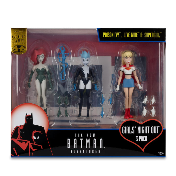 McFarlane Toys - The New Batman Adventures Poison Ivy Live Wire Supergirl (Girls' Night Out) 3pk Gold Label