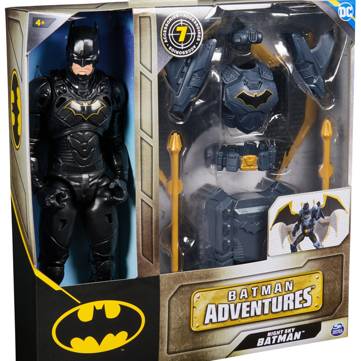 Batman Adventures, 12-inch Night Sky Batman Action Figure with Expandable Wings, Kids Toys for Boys and Girls Age 3 and Up