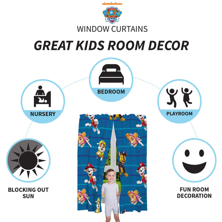 Franco Kids Room Window Curtains Drapes Set, 82 in x 63 in, Paw Patrol