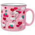 Silver Buffalo Sanrio Hello Kitty Red and Pink Heart, Bow, and Apple Balloons Glitter Pattern Featuring Joey the Mouse Ceramic Camper Mug, 20 Ounces Heart and Bow Balloons