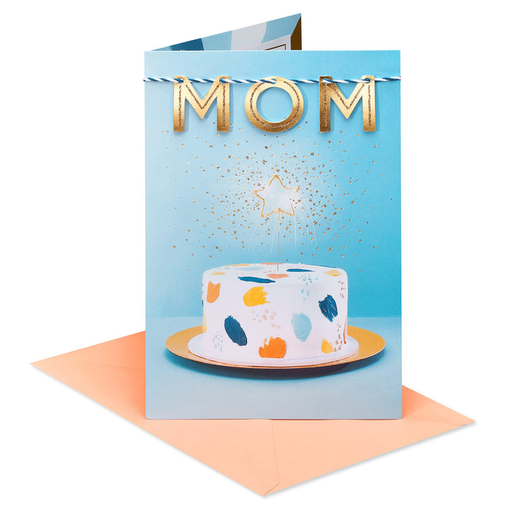 American Greetings Birthday Card for Mom (Learn and Grow) Cake w Star Sparkler Photo