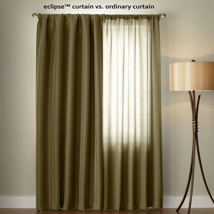 ECLIPSE Kendall Modern Blackout Thermal Rod Pocket Window Curtain for Bedroom or Living Room (1 Panel), 42 X 63, Café