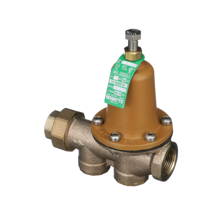 Watts LF25AUB-Z3 Water Pressure Reducing Valve NPT Female Union x NPT Female, Polymer Seat, 3/4 Inch