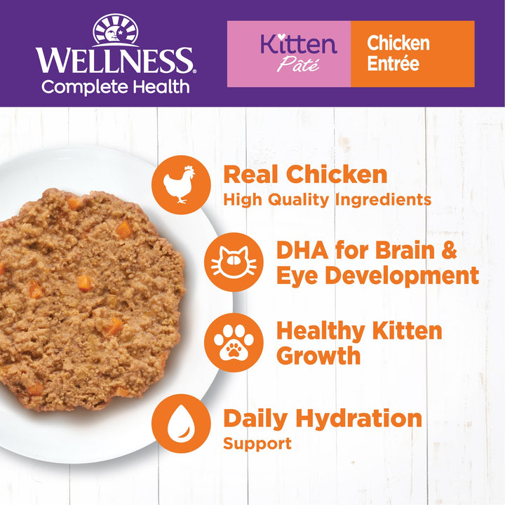 Wellness Complete Health Grain-Free Wet Canned Kitten Food, Natural Ingredients, Made with Real Meat, All Breeds, Smooth Pate (Kitten, Whitefish, 5.5-Ounce Can, Pack of 24) Whitefish & Tuna 5.5 Ounce (Pack of 24)