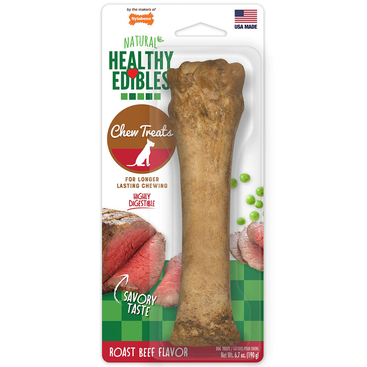 Nylabone Healthy Edibles Natural Dog Chews Long Lasting Roast Beef Flavor Treats for Dogs, X-Large/Souper (1 Count) 1 Count (Pack of 1)